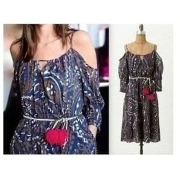 Anthropologie | Vanessa Virginia Women's Cold Shoulder Dress Size 2 100% Cotton - Picture 10 of 12